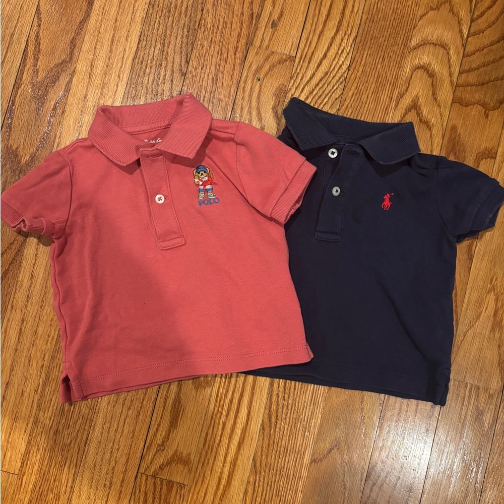 Ralph Lauren Baby Polo Shirt Set - Coral and Navy